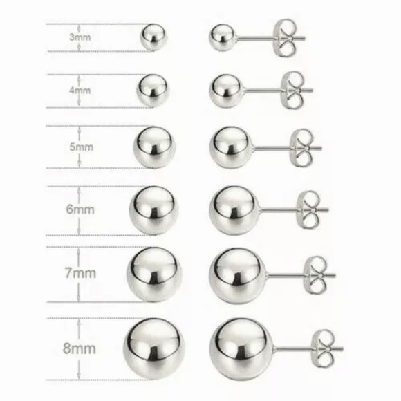 💗 Silver Bead Ball Stud Earrings 8mm NEW - Picture 5 of 11